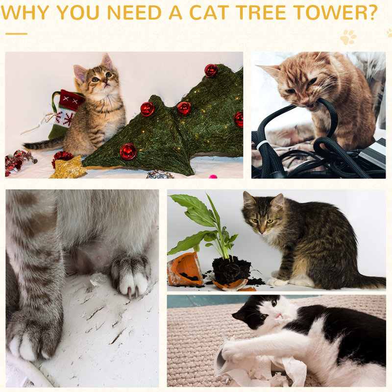 Arbre à chat 40 po à 5 niveaux avec centre de jeu et perchoir de repos gris - Promeut la forme physique des chats