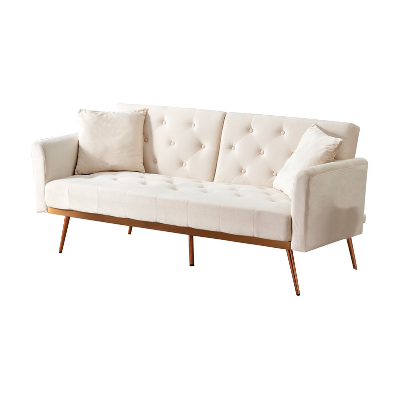 Canapé-lit 68,30 po Dilauro, Velours beige