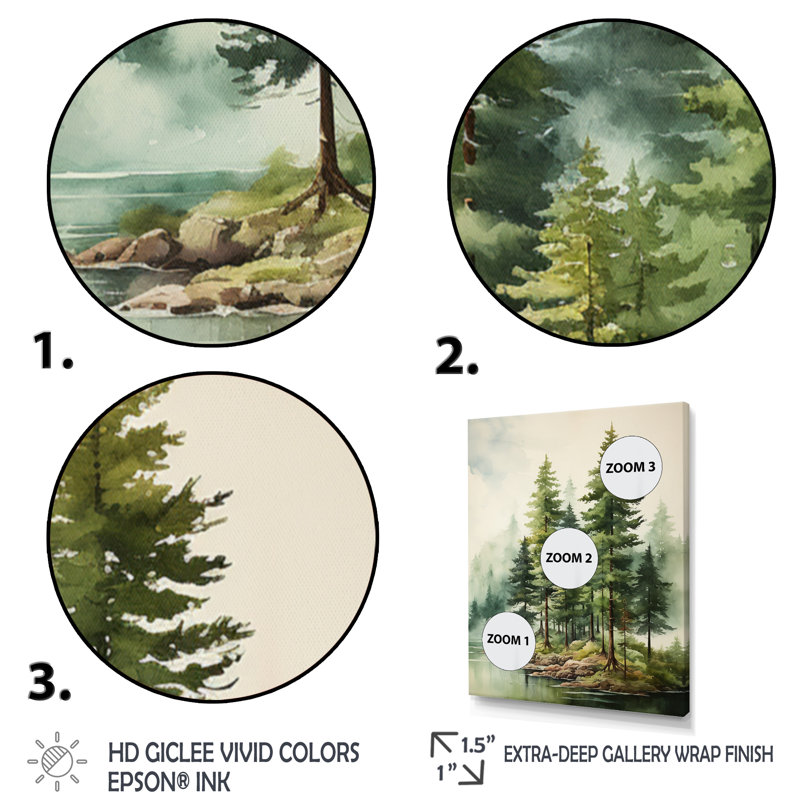 Green Pine Tree Eernal Guardians III - reproduction sur toile, H 40 po x l 30 po x P 1,5 po, Brun