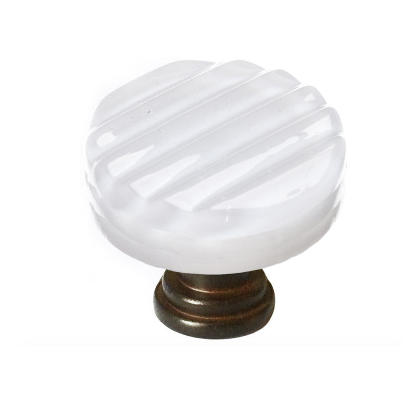 Texture Glass Mushroom Knob, Oil Rubbed Bronze, White