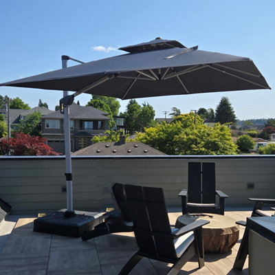 120'' Square Cantilever Umbrella With Wheeled Base,Grey