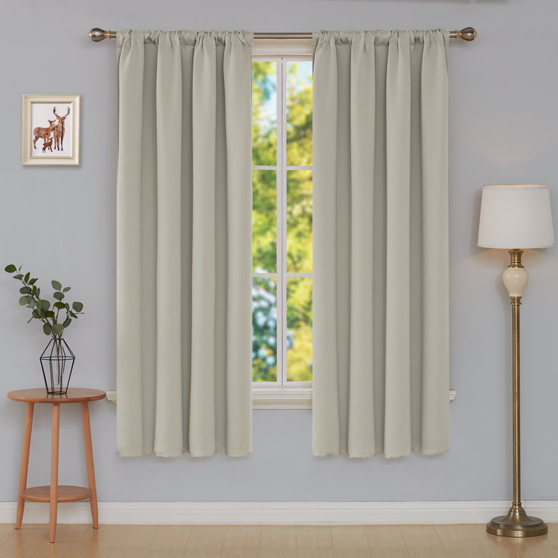 Maksymilan Room Darkening Curtain Pair, 38" W x 63" L, Light Beige