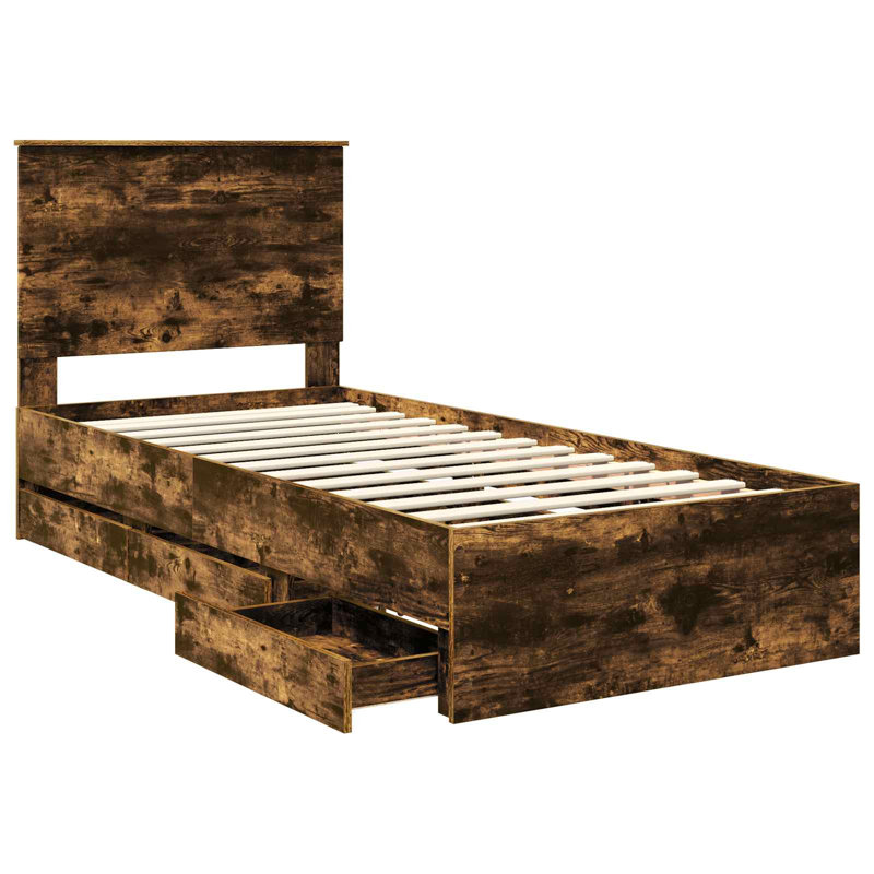 Bed Frame, Single (3'), Smoked Oak