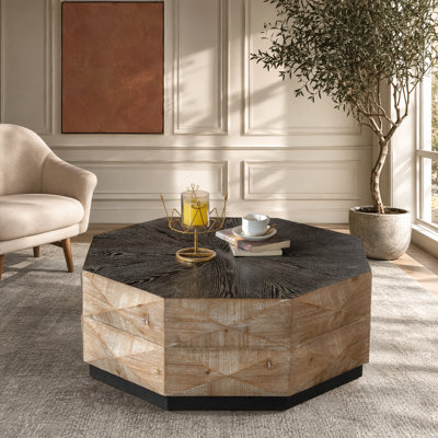33.46'' Octagon Coffee Table with Three-Dimensional Embossed
