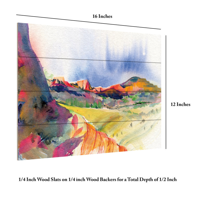 Kristy Rice Lookout Point Wood Slat Art, H 12 po x l 16 po