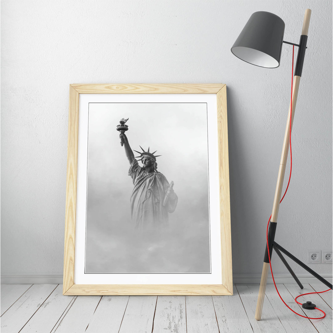 Statue Of Liberty Clouds - Single Picture Frame Print on Canvas