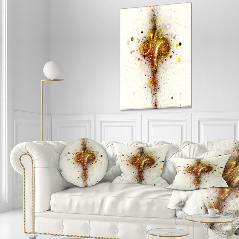 Conception d'art fractal jaune foncé - coussin imprimé abstrait