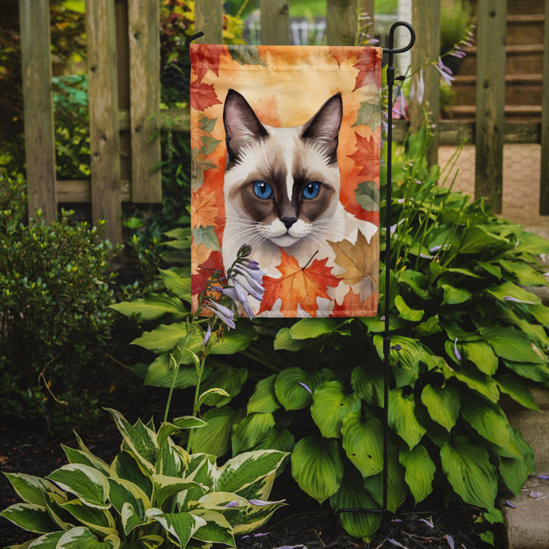 Chat en feuilles d'automne drapeau de jardin, Raquette à neige