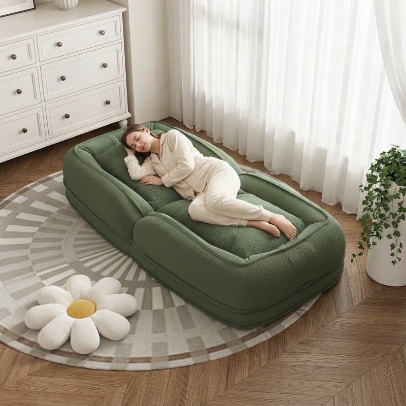 Upholstered Bean Bag Chair for Adults, Foldable Lazy Sofa Bed with 5 Adjustable Positions, Perfect for Bedroom, Living Room, Reading Corner