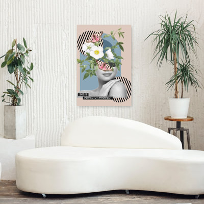 Perfectly Imperfect Beauty Abstract Contemporary Delicate Butterfly Nature Flower Wall Art Print 1 Piece Wrapped Canvas Wall Art