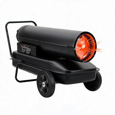 215000 BTU Kerosene‑Diesel Forced Air Heater, Fan‑Forced Heater with Thermostat Control, 13.5‑Gallon Tank, 120V/60Hz for Warehouses, Construction Sites and Workshops