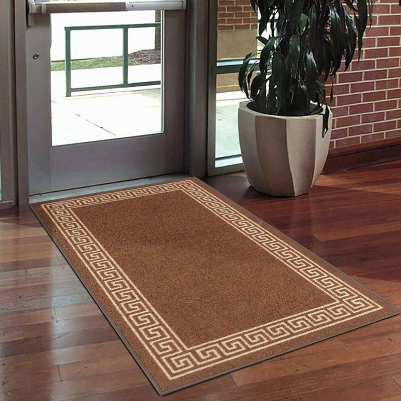 Jayda Greekey Gel Doormat, 67 x 220cm, Brown/Beige