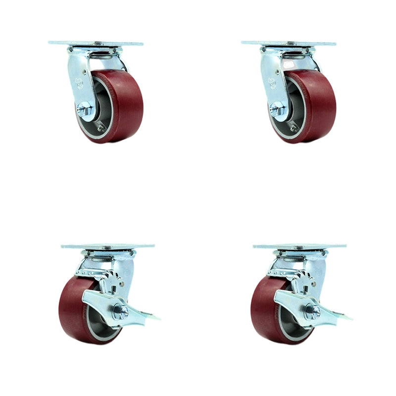 Ensemble de roulettes 4 pièces en polyester sur aluminium