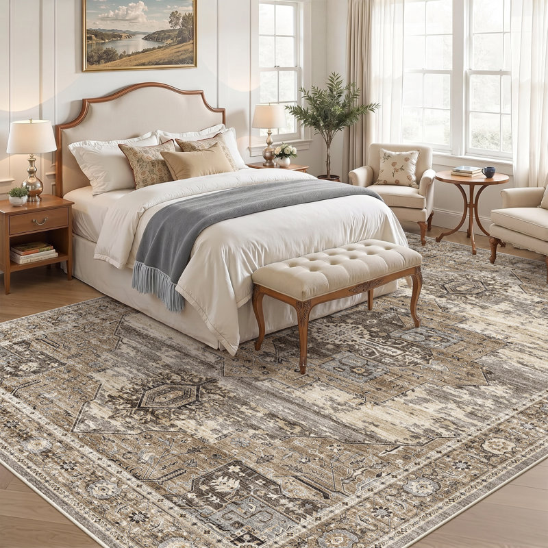 Washable Area Rugs - Large Rugs for Living Room Stain Resistant Carpet Vintage Rugs for Bedroom with Non Slip Backing Home Decor Floor Decoration Mat