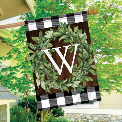Wreath Monogram Letter W House Flag