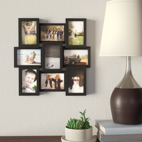 Walden Wooden Picture Frame, White Collage Mat, six 4x6 Glass