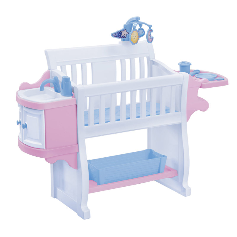 American Plastic Toys Kids My Very Own Nursery Baby Doll Playset with Crib, Pink