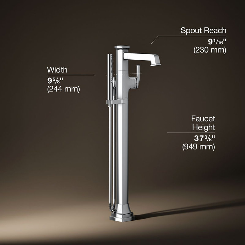 Riff Floor-Mount Bath Filler Trim, Polished Chrome