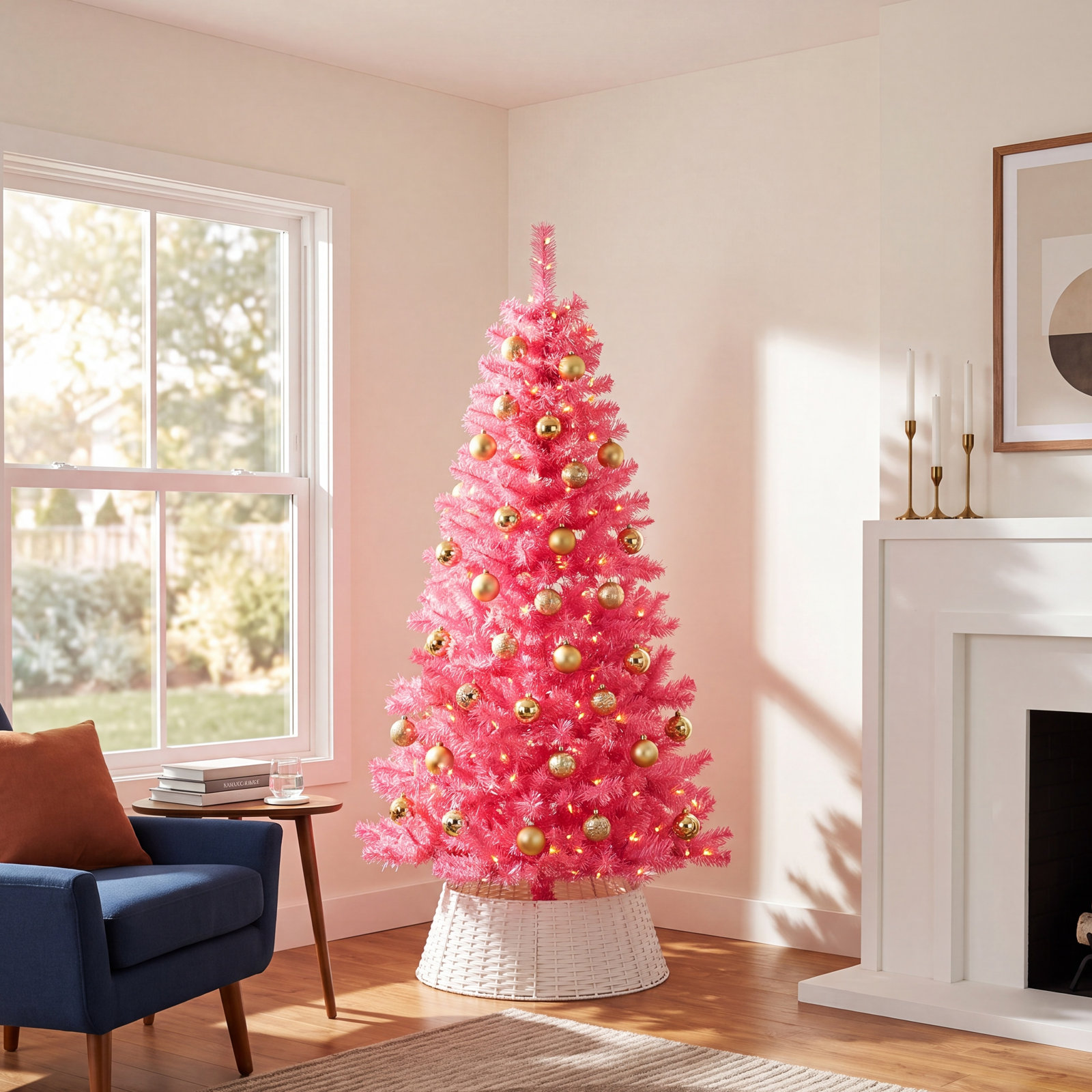 Tinsel 3' Pre-Lit Pine Christmas Tree, Pre-Lit