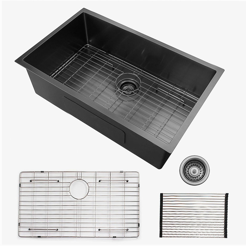 Évier de cuisine 32 po x 19 po encastré à simple cuve en acier inoxydable calibre 16 bronze