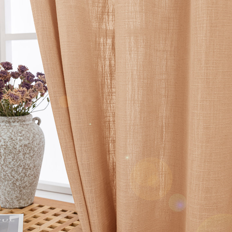 Kambi Linen Blend Semi-Sheer Curtain Panel Pair , Orange Copper, 52" W x 96" L