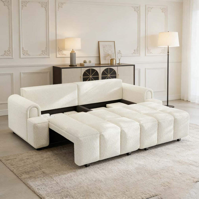Canapé 90,2 po 4 places, Beige et blanc