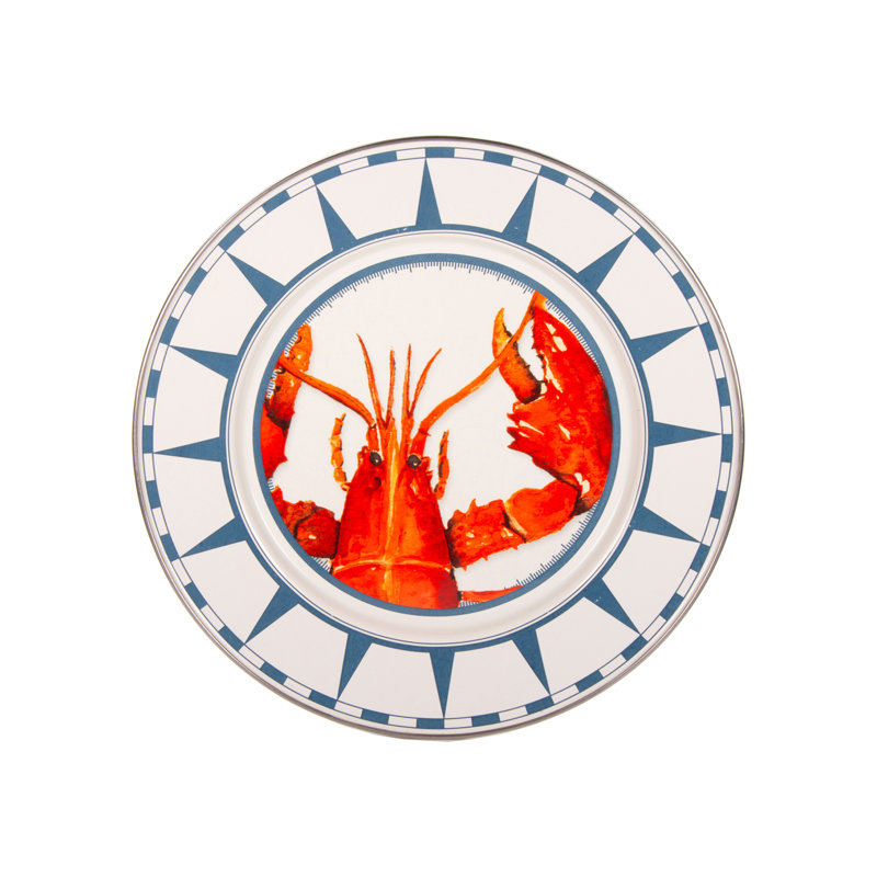 Golden Rabbit Enamelware Lobster 10.5" Dinner Plates, Set of 4