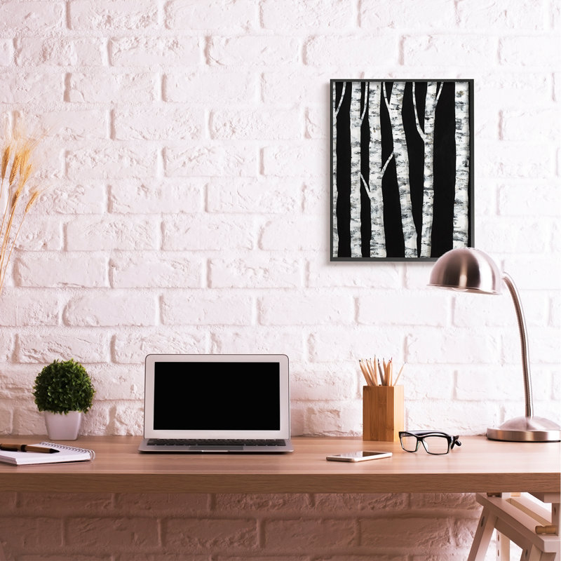 «Black Forest Modern Birch Trees» par Ruth Fromstein - impression, H 30 po x l 24 po, Cadre noir