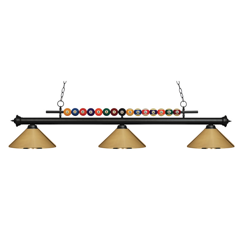 Chapa 3 - Light Pool Table Lights Pendant, Matte Black, Polished Brass