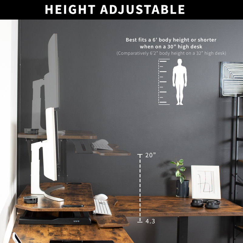 Vintage Brown Adjustable Corner Standing Desk Converter
