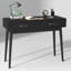 39" Small Space Desk & Vanity, Solid Wood 2-Drawer Compact Black Desk -1810921869