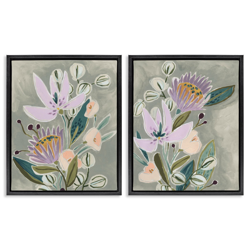 «Abstract Abstract Floral Arrangement», ensemble de 2 toiles flottantes encadrées par June Erica Vess, H 31 po x l 25 po