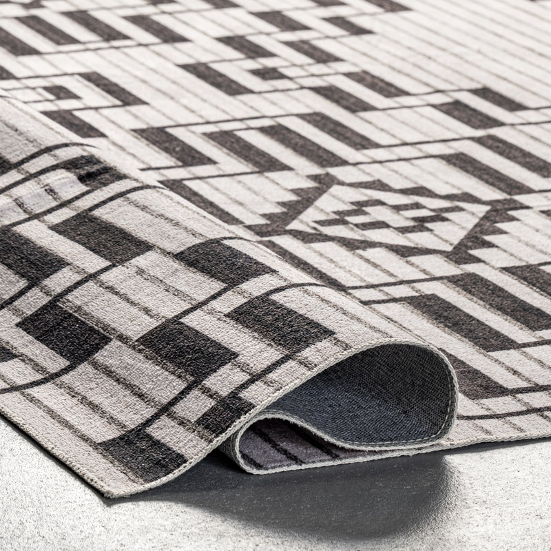 Tashia SpinClean Modern Geometric Machine Washable Area Rug, Rectangle 5' x 8'