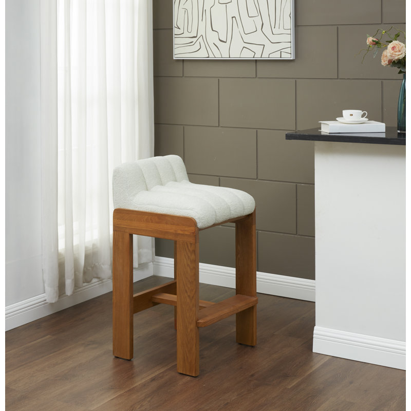 Zayne Boucle, Walnut, Bar Stool (28” Seat Height)