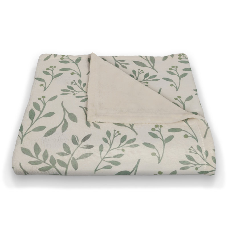 Hand Woven Throw Blanket, Green/White
