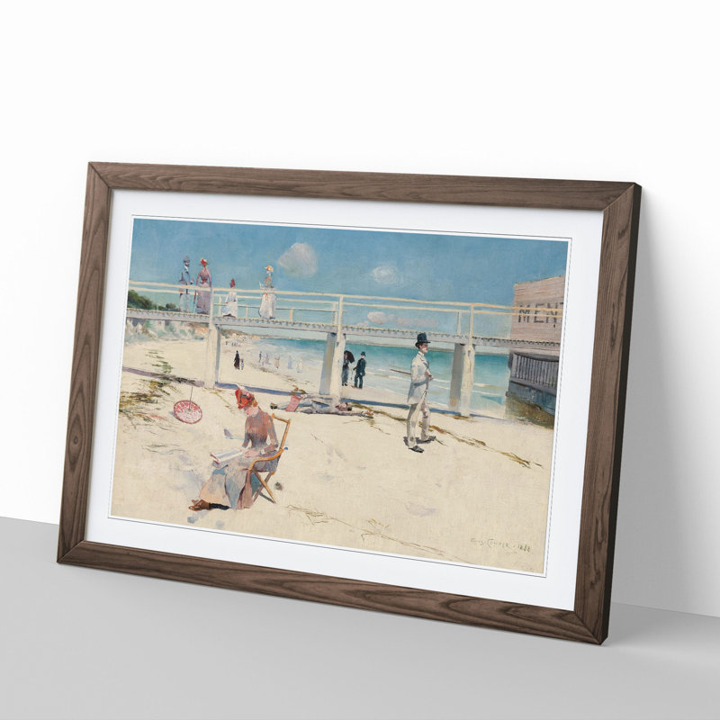 A Holiday at Mentone by Charles Conder - Framed Print, 36cm H x 48cm W x 2cm D, Walnut Framed