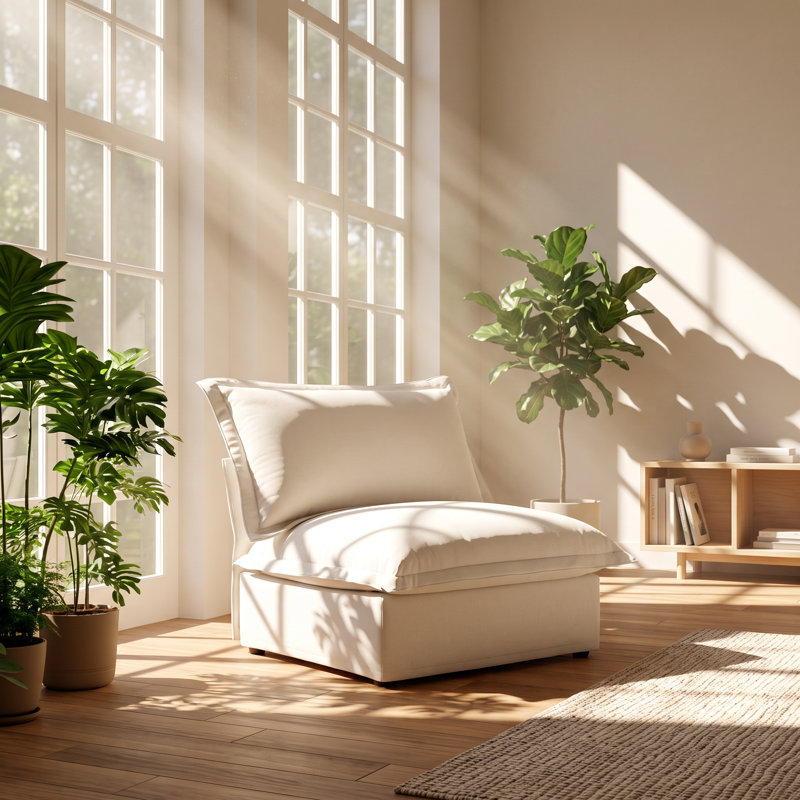 Canapé 1 place sans accoudoirs en chenille Urban Ins, dimensions : 93 cm (L) x 84 cm (P) x 88 cm (H).
