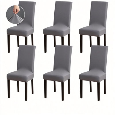 Stretch Dining Chair Covers,Removable Washable Slipcovers For Kitchen And Banquet,Set Of 6 (Grey)