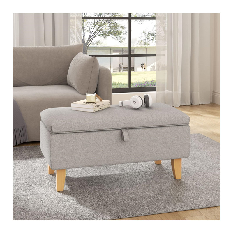 Gustafson Linen Storage Bench, Light Grey
