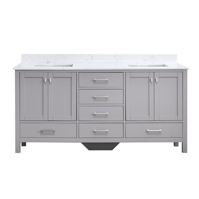 Render 72 In. Double Bathroom Vanity with Engineered Top