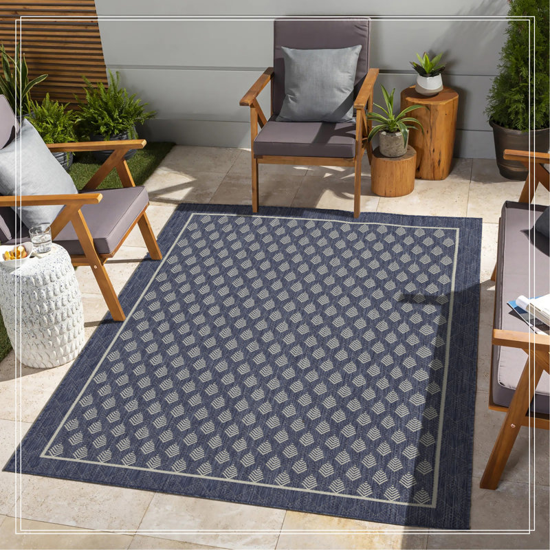 Blue Indoor/Outdoor Area Rug, Rectangle 7'10" x 10'3"