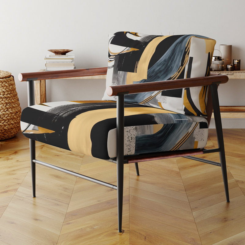 Chaise d'appoint rembourrée Glam Gold And Black Expression II, Noir