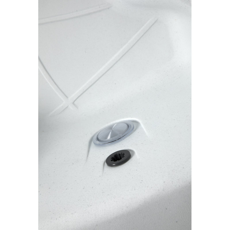 HydroLuxe 4-Person Arctic White and Charcoal Square Hot Tub