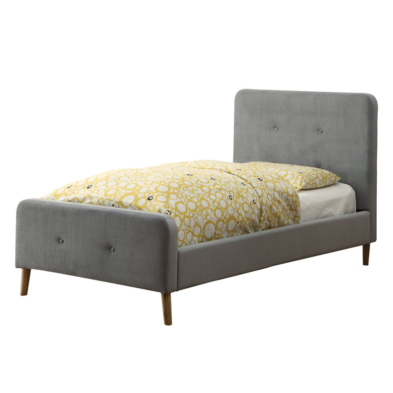 Upholstered Platform Bed, Gray, Twin
