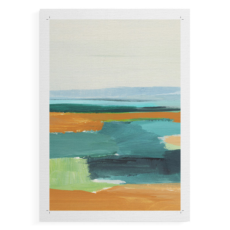 Turquoise et orange I - Impression sur toile seulement - NON-CADRE, H 36 po x l 24 po