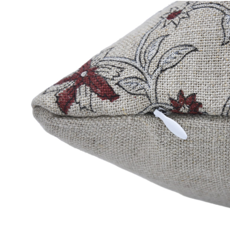 Housse de coussin décorative vintage en coton imprimé à la main Aradhna, avec fermeture éclair invisible, H 14 po x l 14 po
