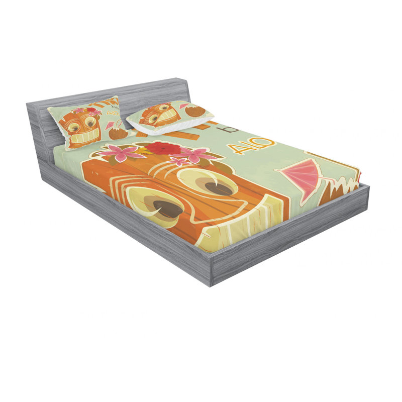 Ensemble de draps Invitation to Tiki Bar, Ensemble de drap pour grand lit avec drap-housse