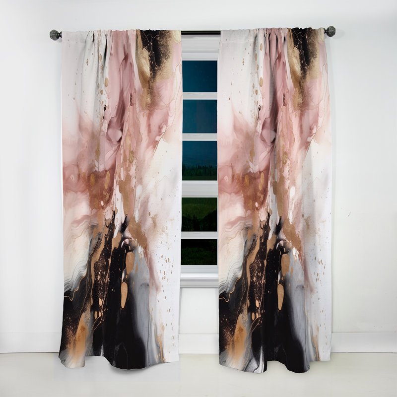 Texture de marbre rose doré I - rideau en velours moderne - obscurcissant - 1 panneau, L 52 po x L 84 po