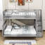 Lit simple superposé au dessus d'un lit double, lit superposé en bois avec rangement-1412910694