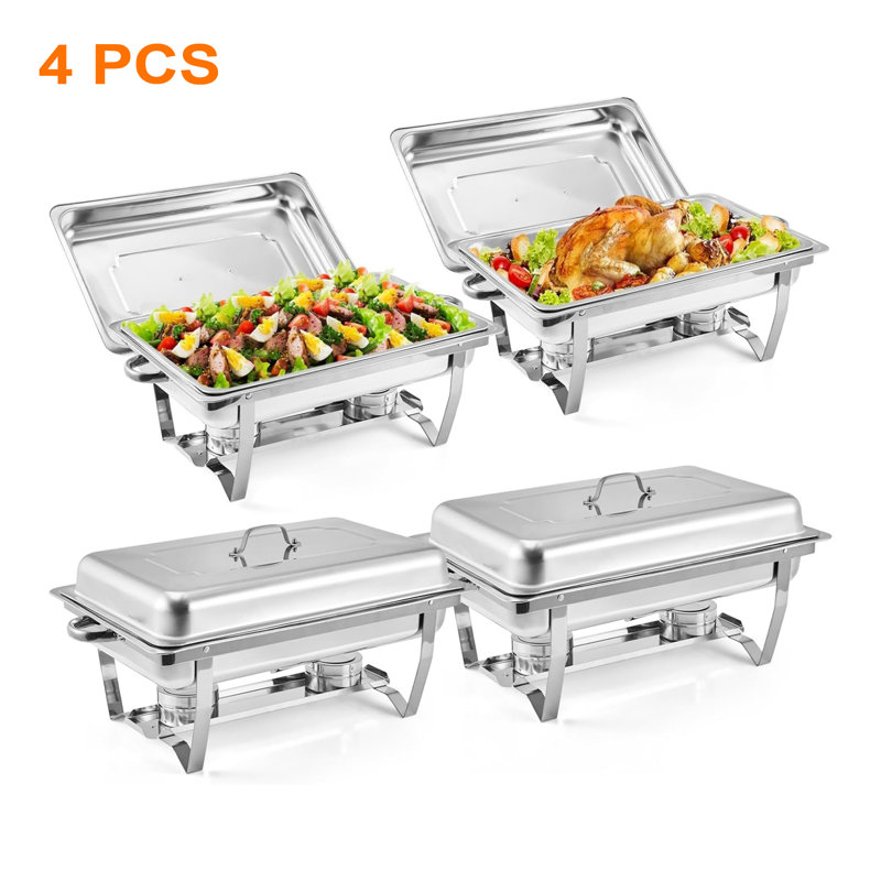 7.6 L Chafing Dish Buffet Set 4 Pack (silver)